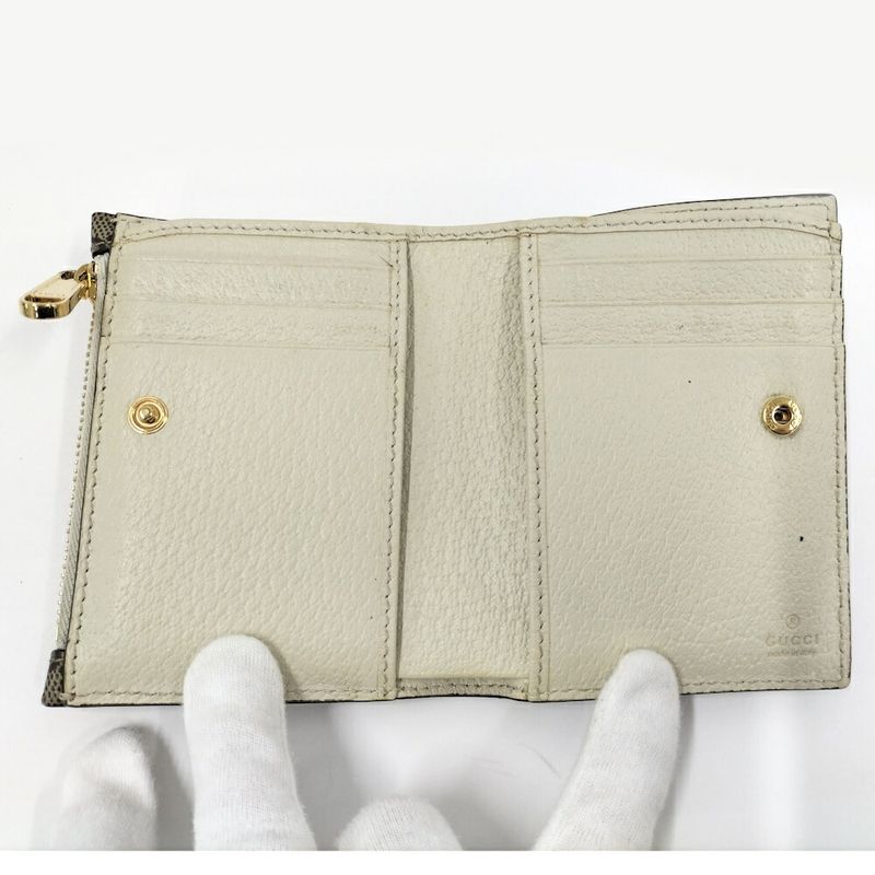Gucci Compact Wallet Coating Animal Print Beige