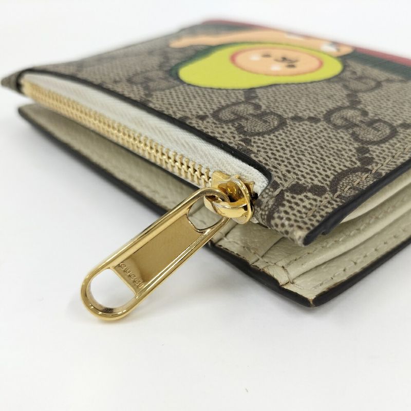 Gucci Compact Wallet Coating Animal Print Beige