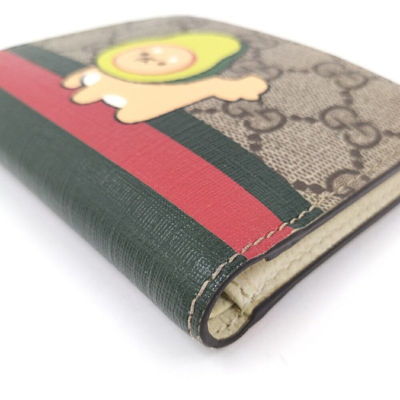 Gucci Compact Wallet Coating Animal Print Beige