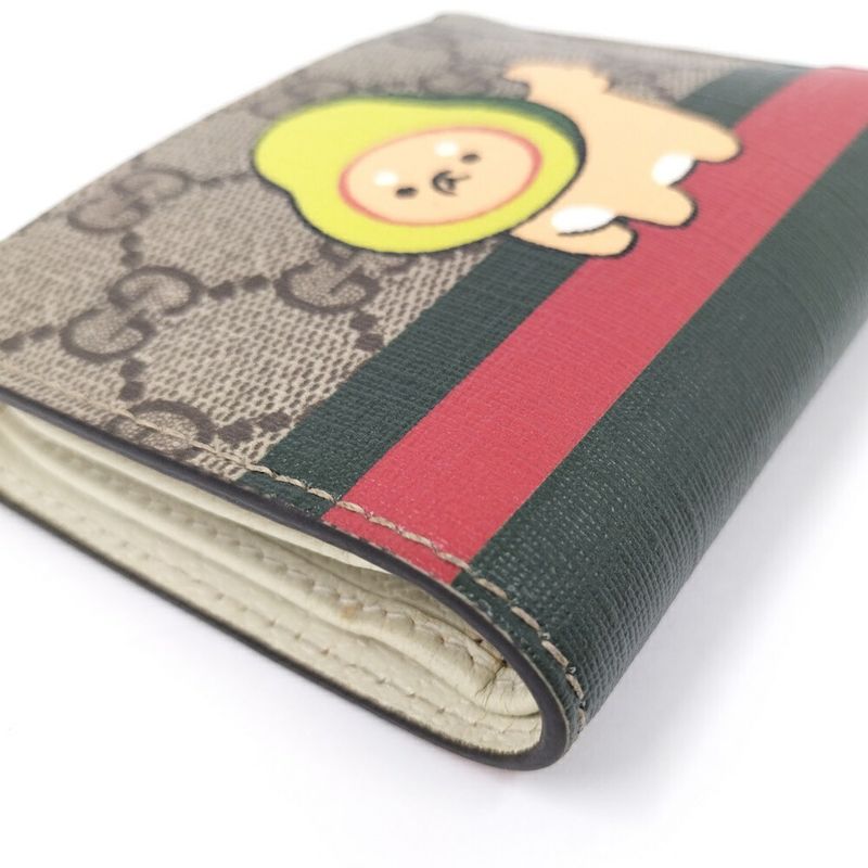 Gucci Compact Wallet Coating Animal Print Beige