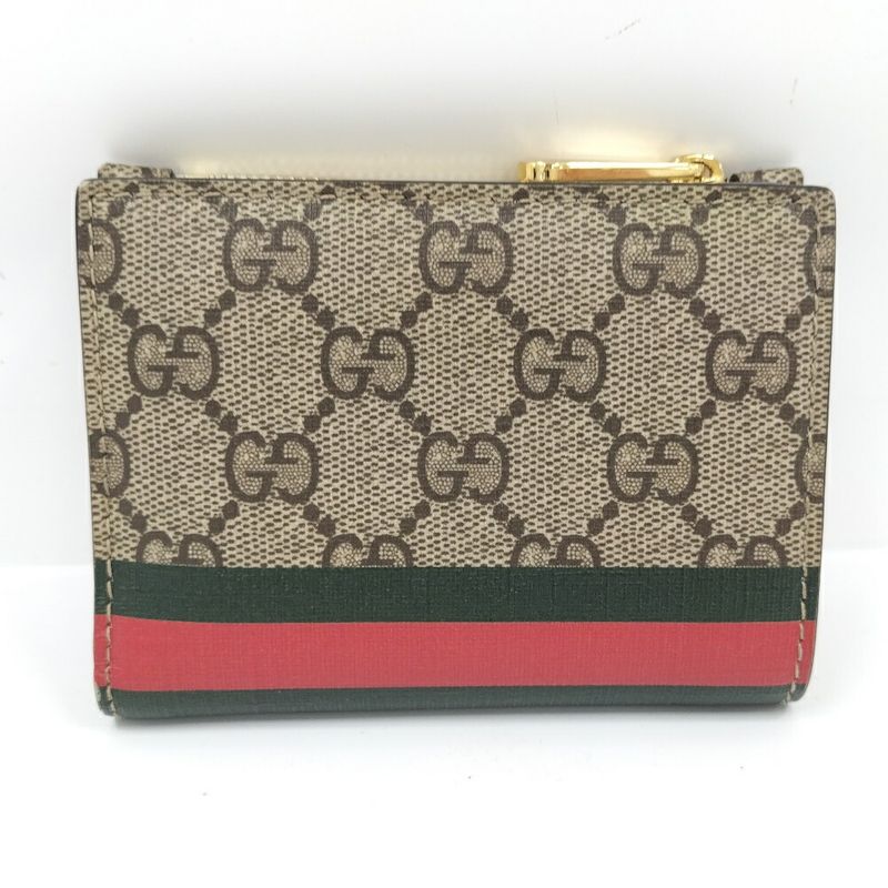 Gucci Compact Wallet Coating Animal Print Beige
