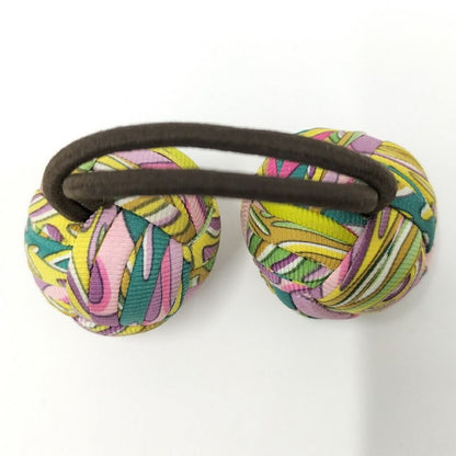 Hermes Hair Tie Scrunchie Pom Cloth Multicolor
