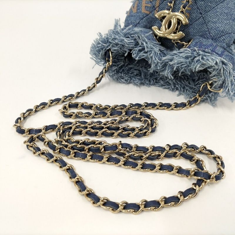 Chanel Chain Shoulder Bag Denim Blue Multicolor