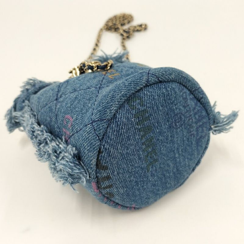 Chanel Chain Shoulder Bag Denim Blue Multicolor