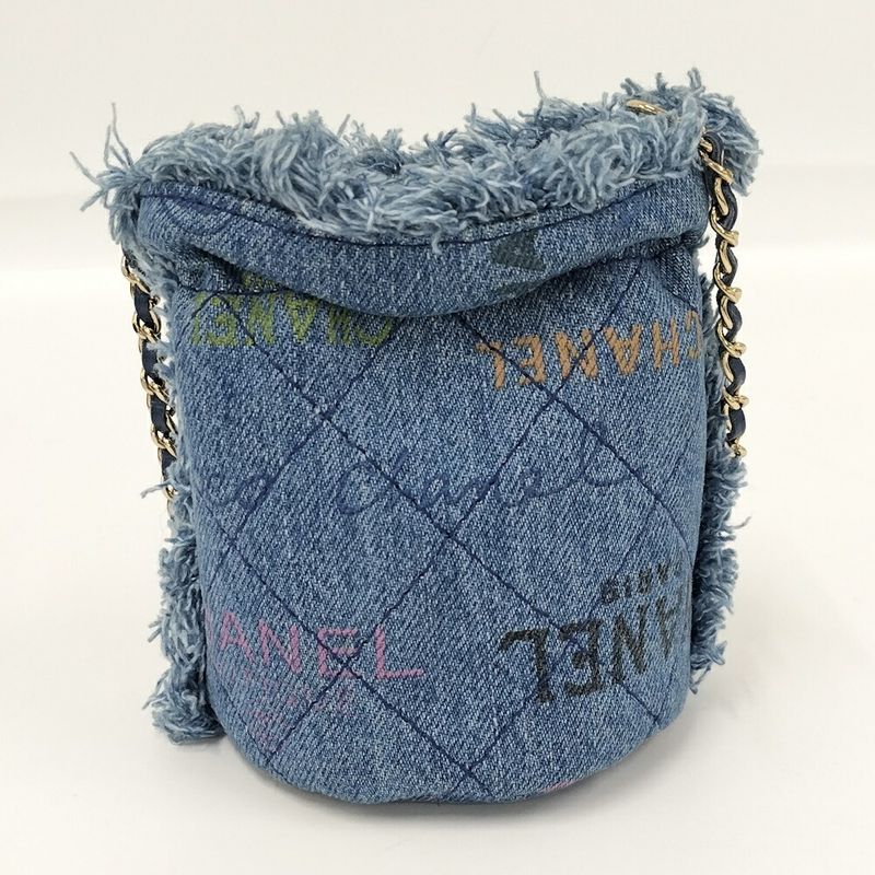 Chanel Chain Shoulder Bag Denim Blue Multicolor