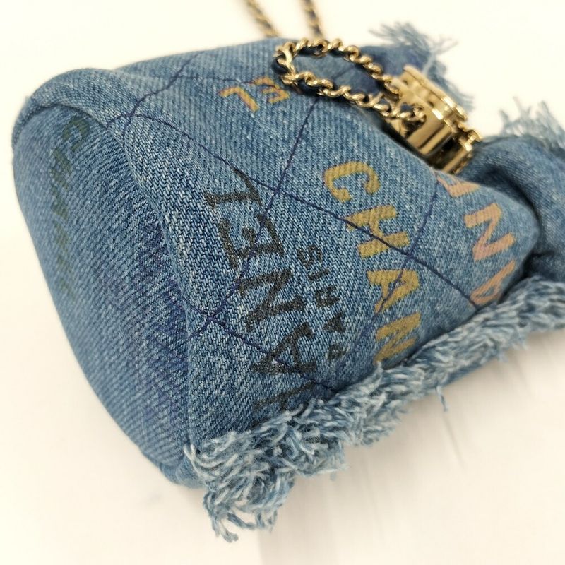 Chanel Chain Shoulder Bag Denim Blue Multicolor