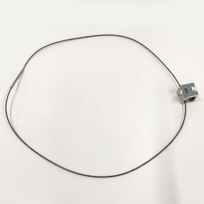 Hermes Cage Ash Cube Necklace Plated Silver