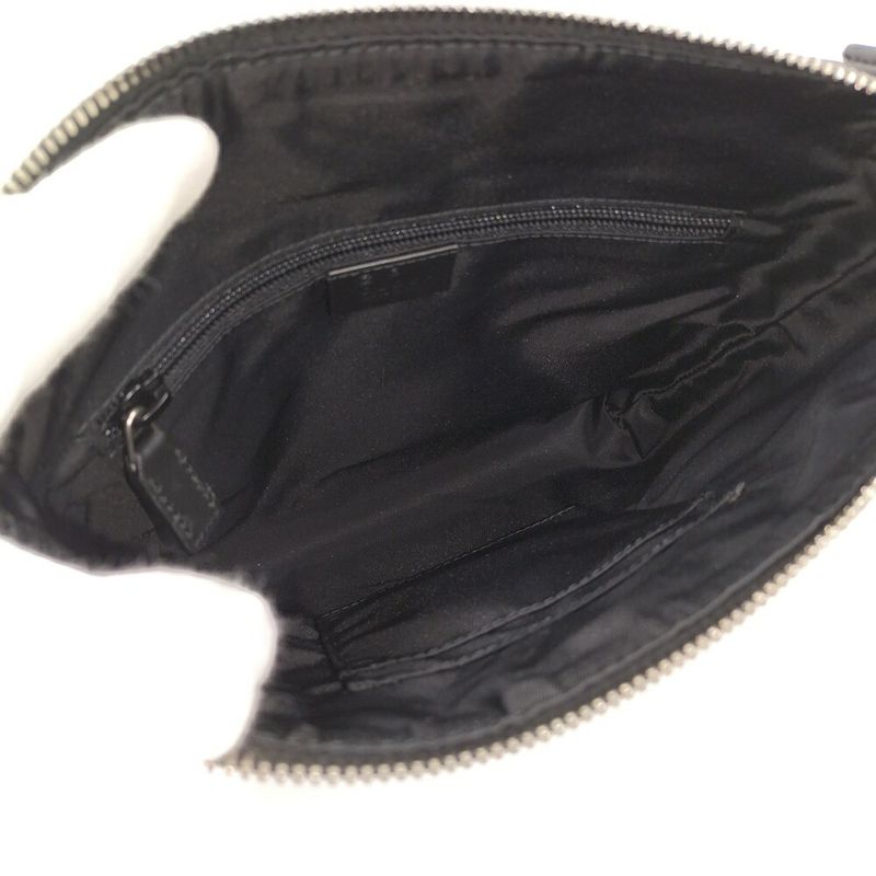 Gucci Shoulder Bag Sherry Line Canvas Leather Black