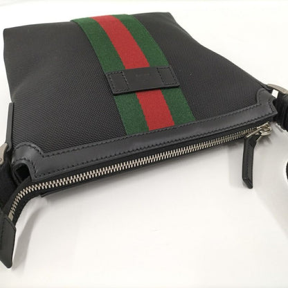 Gucci Shoulder Bag Sherry Line Canvas Leather Black