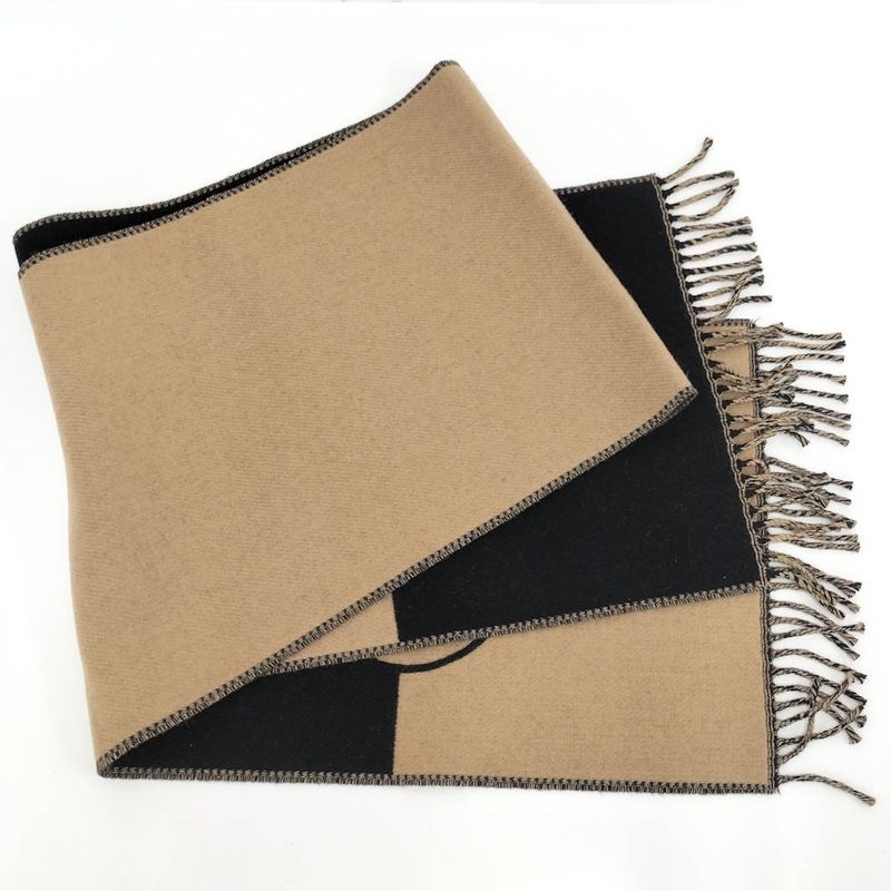 Gucci Scarf GG Pattern Cashmere Wool Brown Black