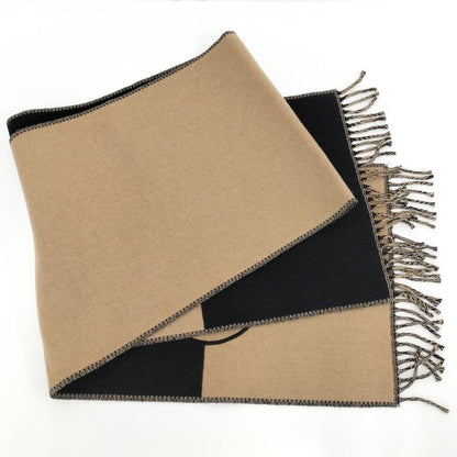 Gucci Scarf GG Pattern Cashmere Wool Brown Black