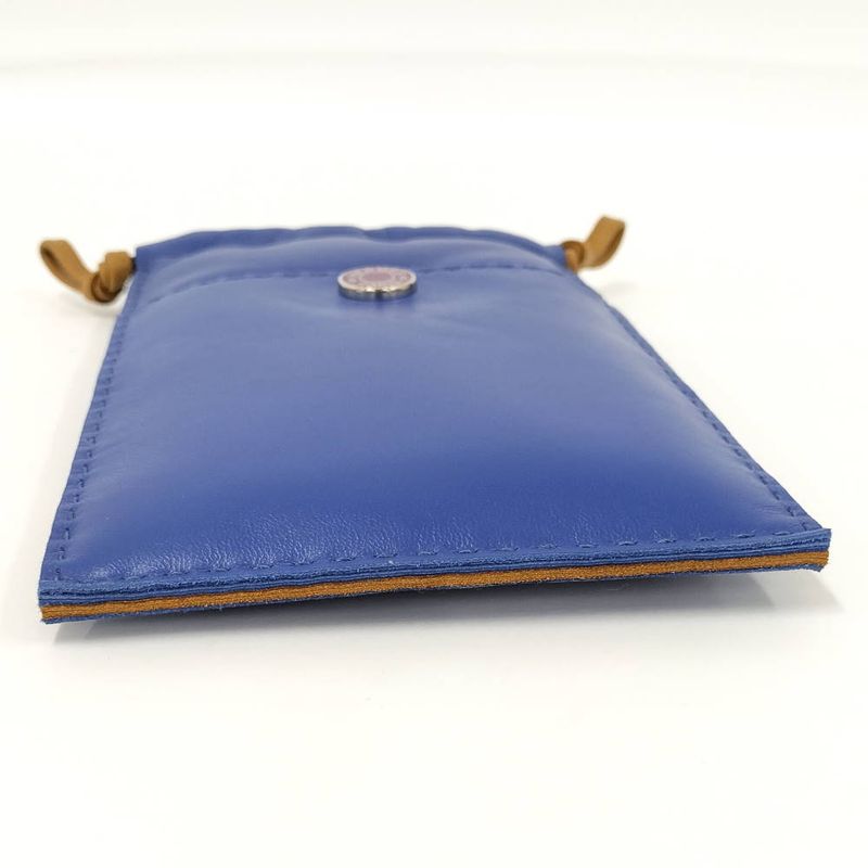 Hermes Pillow Case Pouch Leather Blue