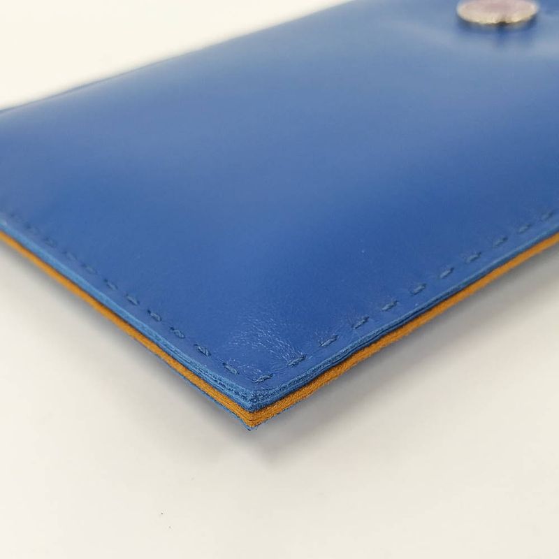 Hermes Pillow Case Pouch Leather Blue
