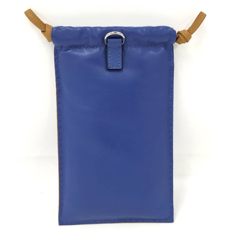 Hermes Pillow Case Pouch Leather Blue