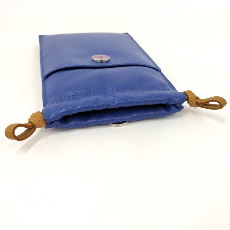 Hermes Pillow Case Pouch Leather Blue