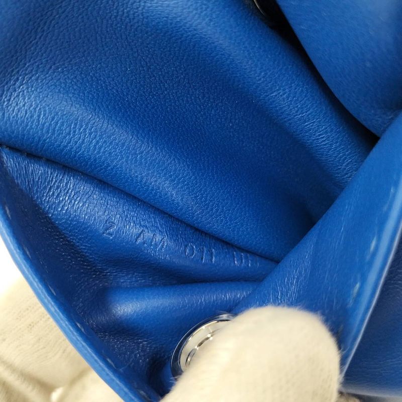 Hermes Pillow Case Pouch Leather Blue