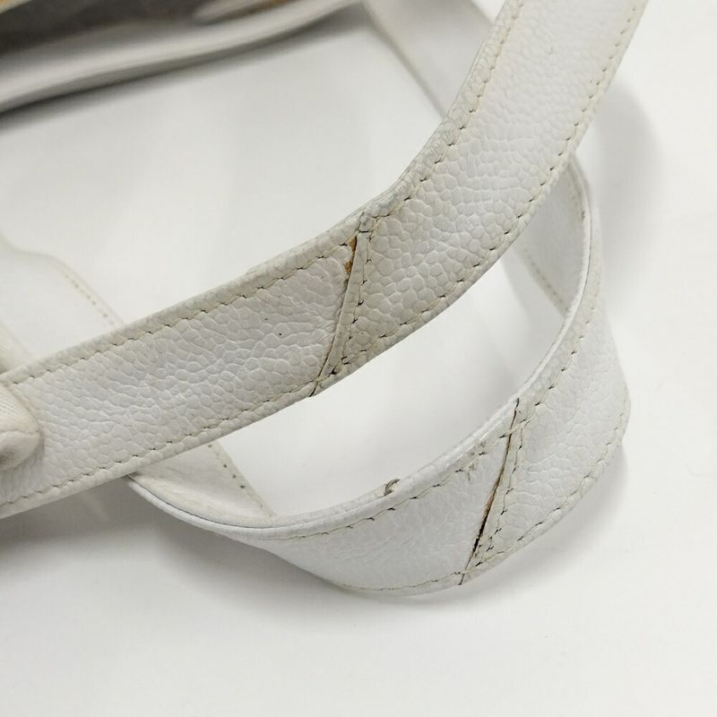 Chanel Tote Logo Leather White