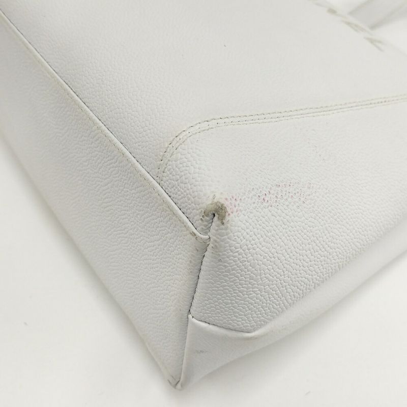 Chanel Tote Logo Leather White
