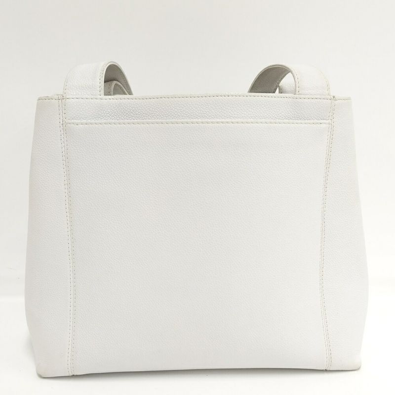 Chanel Tote Logo Leather White