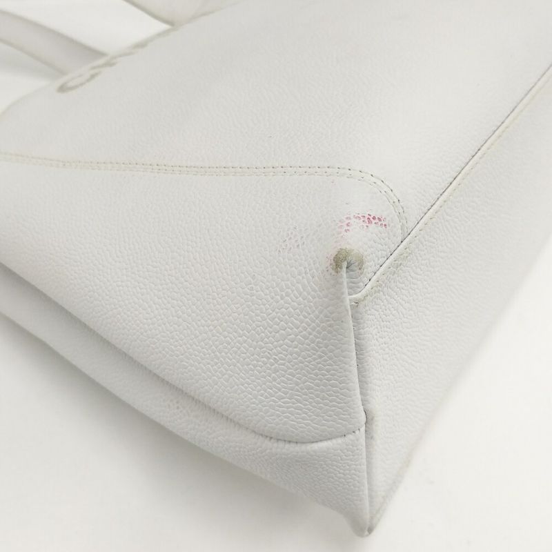 Chanel Tote Logo Leather White