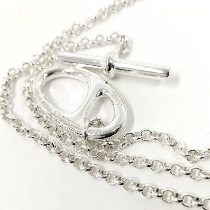 Hermes Chaine D'ancre Bank Necklace Silver