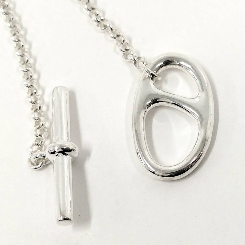 Hermes Chaine D'ancre Bank Necklace Silver