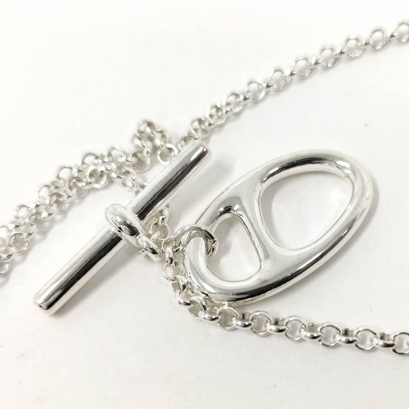 Hermes Chaine D'ancre Bank Necklace Silver
