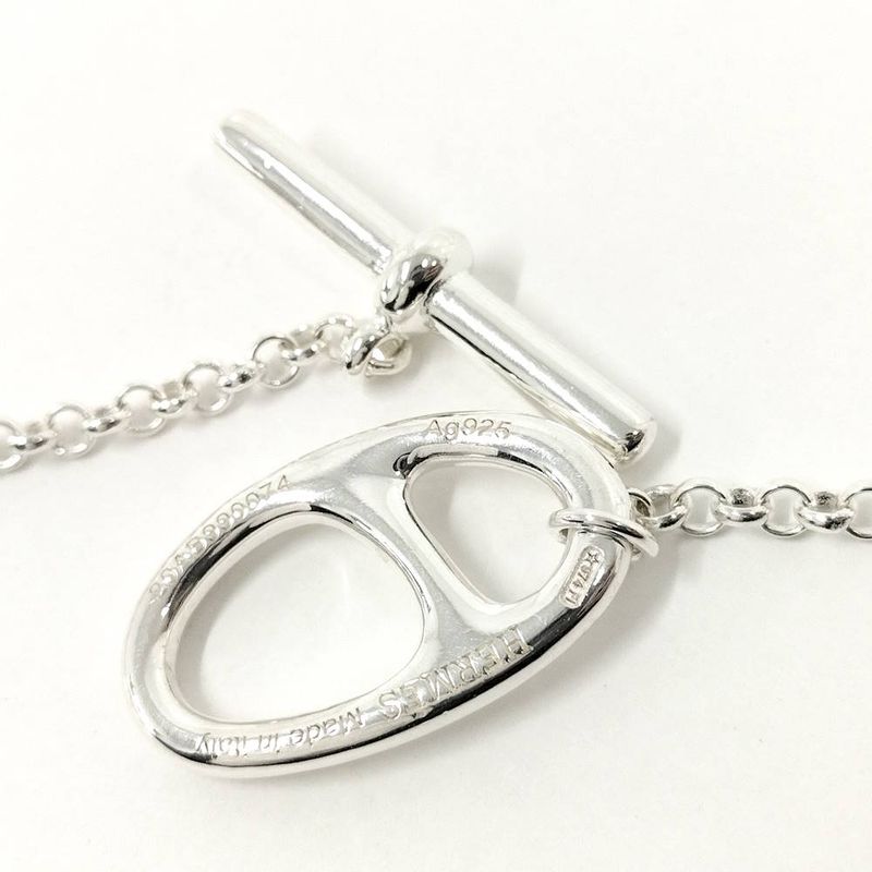 Hermes Chaine D'ancre Bank Necklace Silver