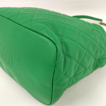 Chanel Hobo 2-Way Shoulder Bag Quilted Lambskin Leather Green