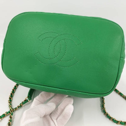 Chanel Hobo 2-Way Shoulder Bag Quilted Lambskin Leather Green