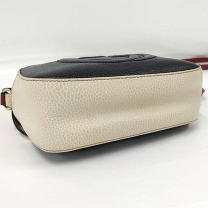 Gucci Soho Shoulder Bag Interlocking Leather Navy Ivory