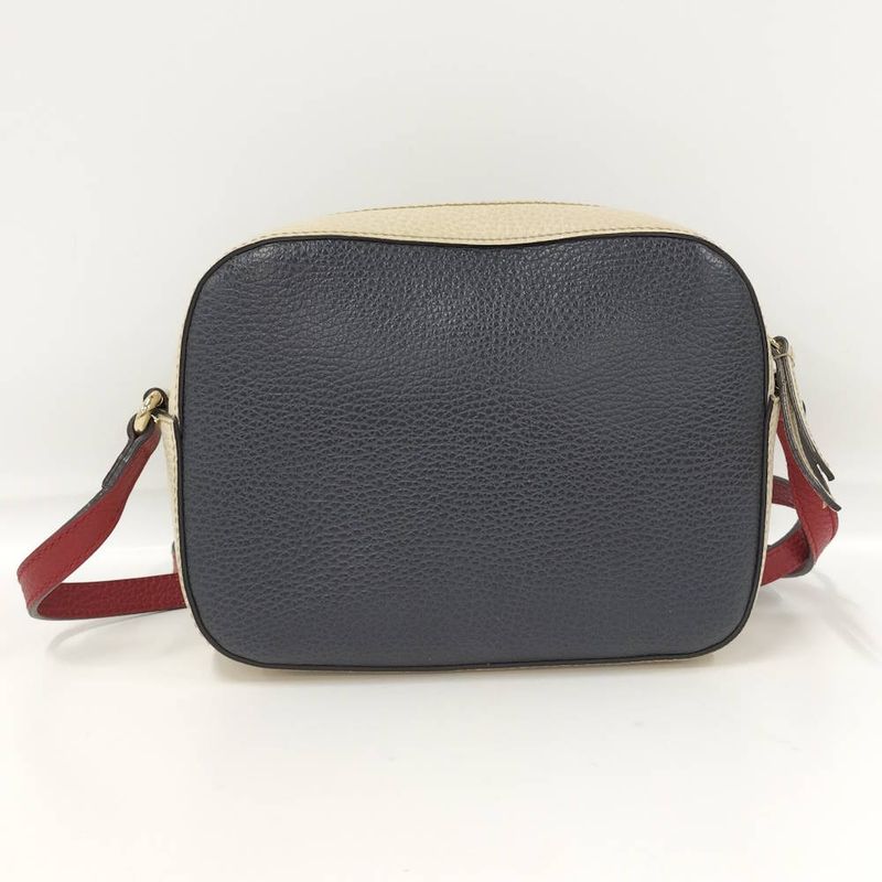 Gucci Soho Shoulder Bag Interlocking Leather Navy Ivory
