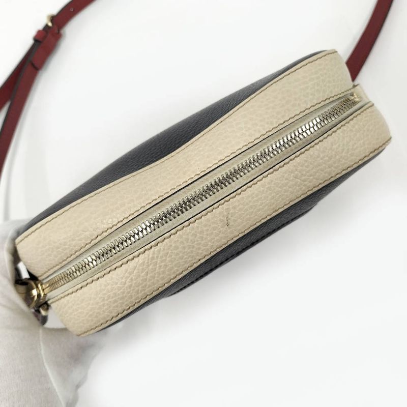 Gucci Soho Shoulder Bag Interlocking Leather Navy Ivory