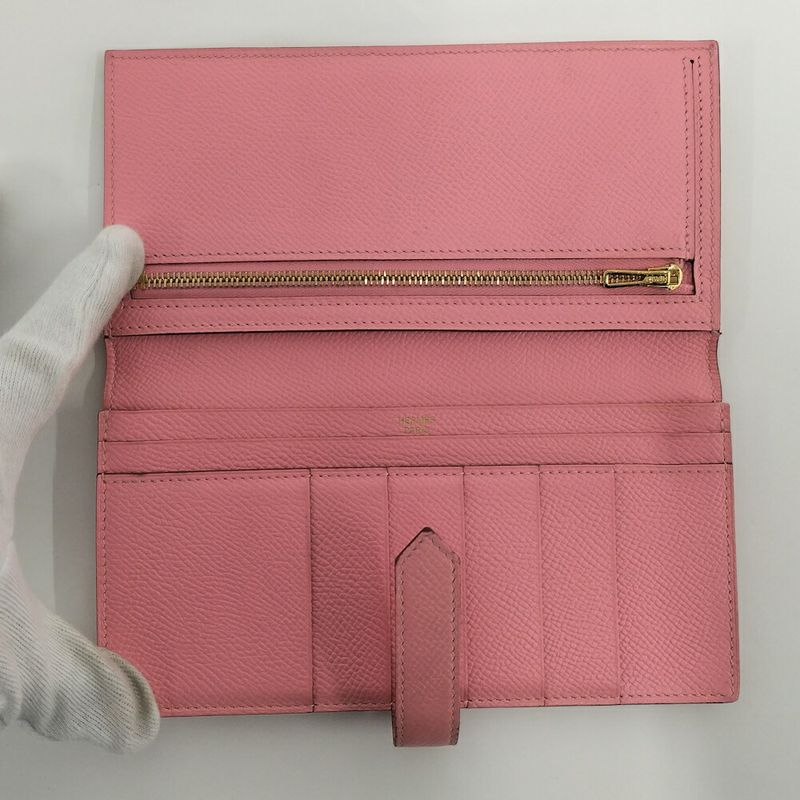 Hermes Bearn Souffle Wallet Pink Leather