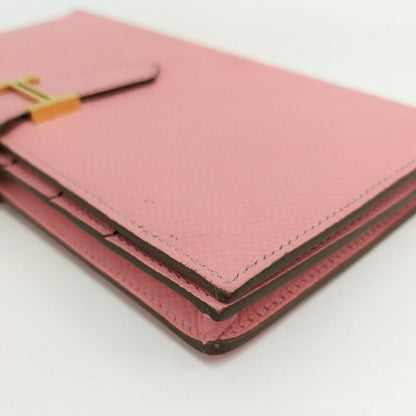 Hermes Bearn Souffle Wallet Pink Leather
