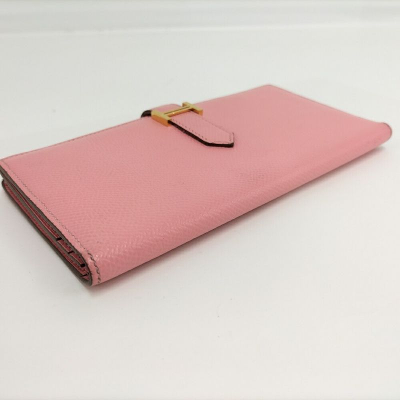 Hermes Bearn Souffle Wallet Pink Leather