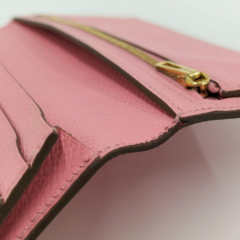Hermes Bearn Souffle Wallet Pink Leather
