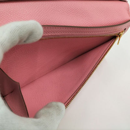 Hermes Bearn Souffle Wallet Pink Leather