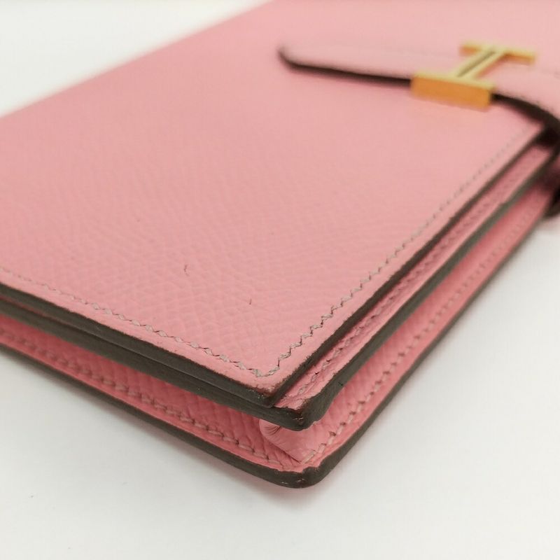 Hermes Bearn Souffle Wallet Pink Leather