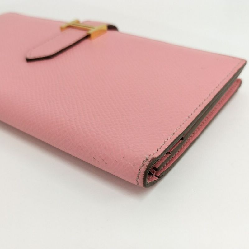 Hermes Bearn Souffle Wallet Pink Leather