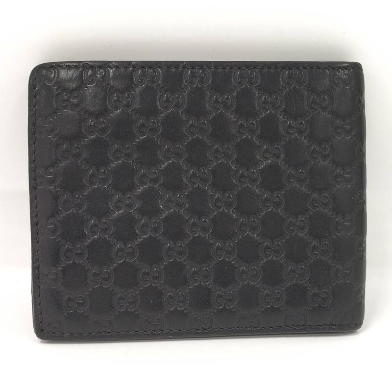 Gucci Bifold Wallet Billfold Micro Guccissima Leather Black