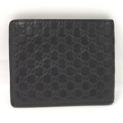 Gucci Bifold Wallet Billfold Micro Guccissima Leather Black