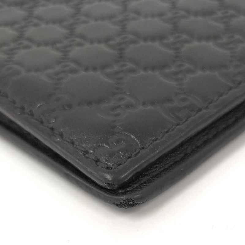 Gucci Bifold Wallet Billfold Micro Guccissima Leather Black