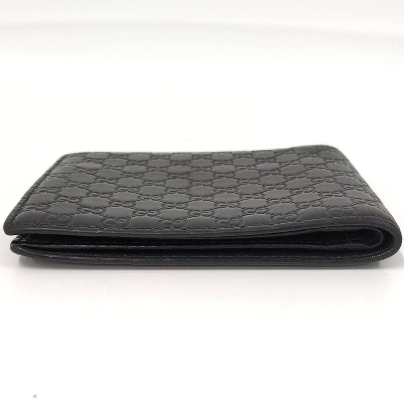 Gucci Bifold Wallet Billfold Micro Guccissima Leather Black