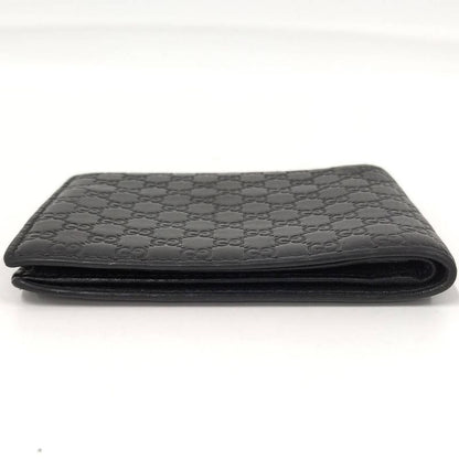Gucci Bifold Wallet Billfold Micro Guccissima Leather Black