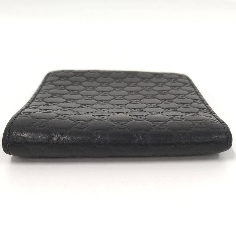 Gucci Bifold Wallet Billfold Micro Guccissima Leather Black