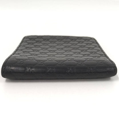 Gucci Bifold Wallet Billfold Micro Guccissima Leather Black