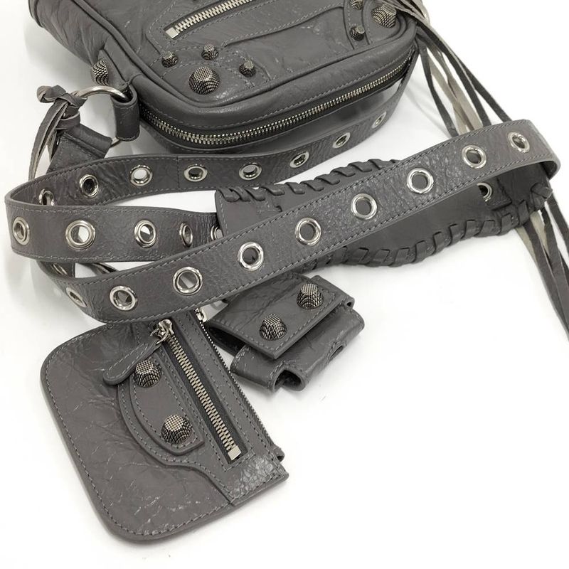 Balenciaga Luca Golle Shoulder Bag Leather Gray