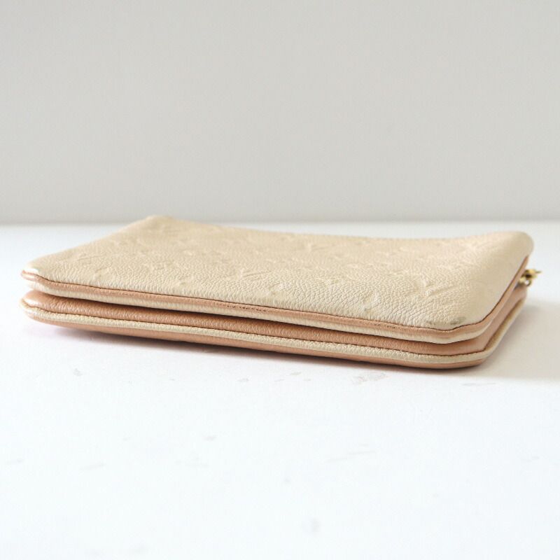 Louis Vuitton Pochette Double Zip Shoulder Bag Monogram Empreinte Beige