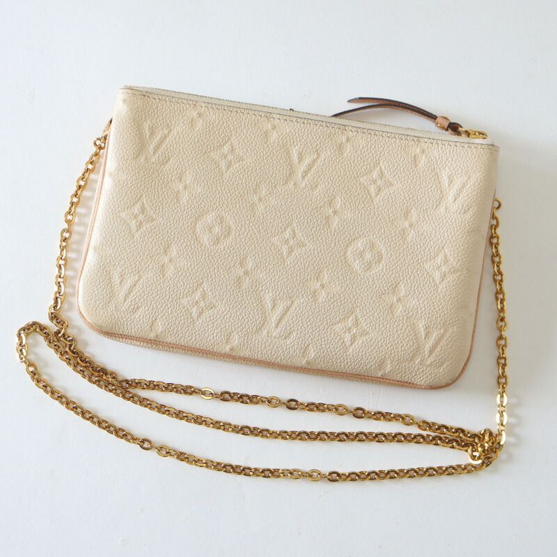 Louis Vuitton Pochette Double Zip Shoulder Bag Monogram Empreinte Beige